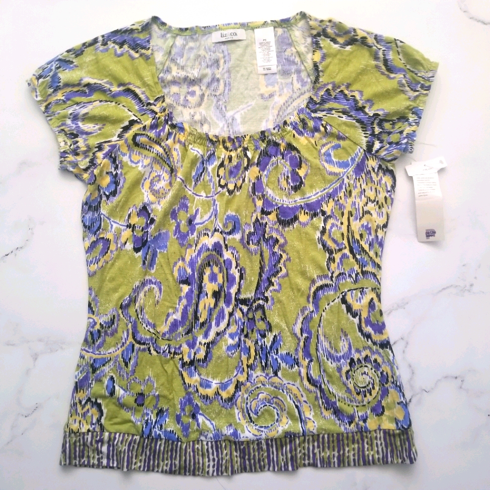 Nwt Liz & Co Petite Scoop Neck Top